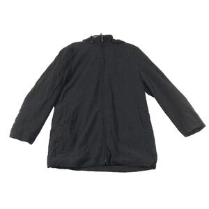 Calvin Klein Coat Women's Large Black‎ Heavy Jacket Zip Up Removable Hood Winter